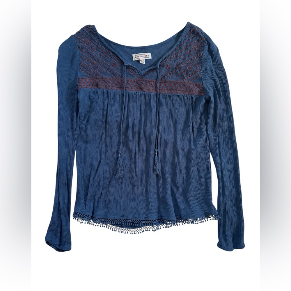 Cape Juby Blue Lace Detail Blouse